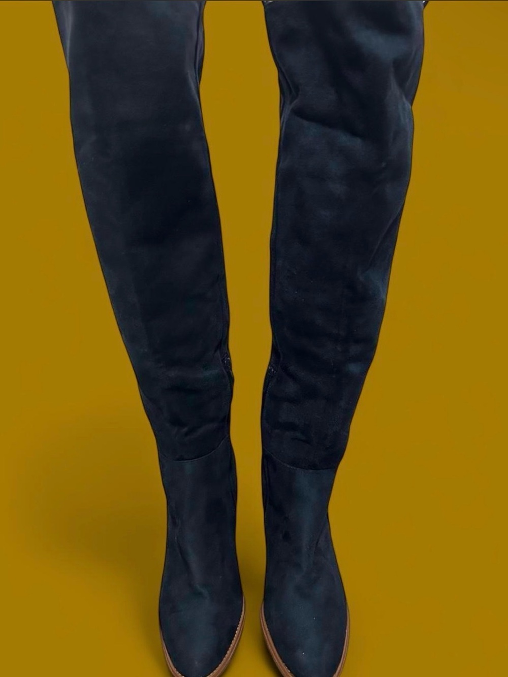 Women's Over-the-Knee Suede Boots — Navy
